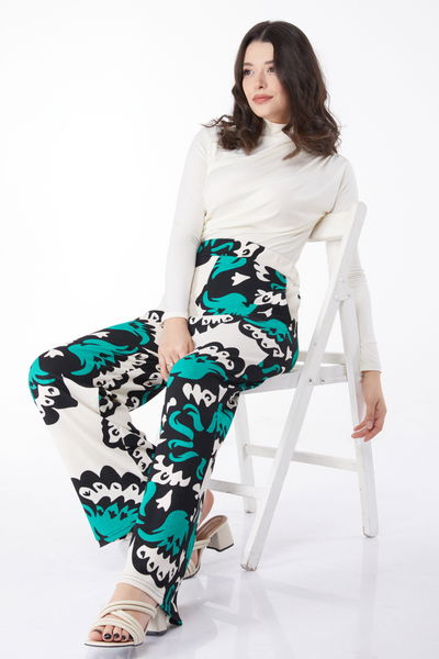 Desenli Pantolon Yesil - 25157 