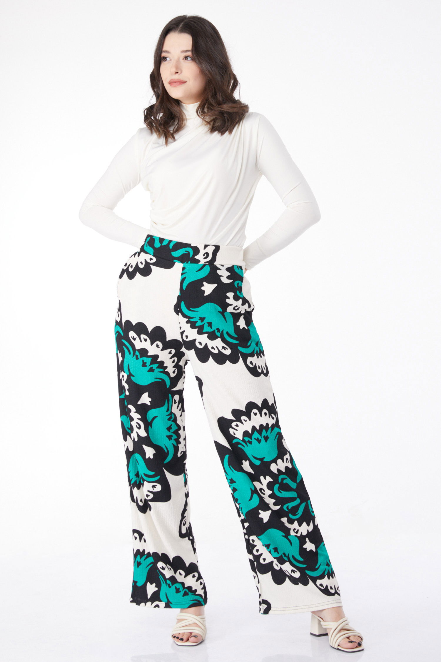 Desenli Pantolon Yesil - 25157 - 2