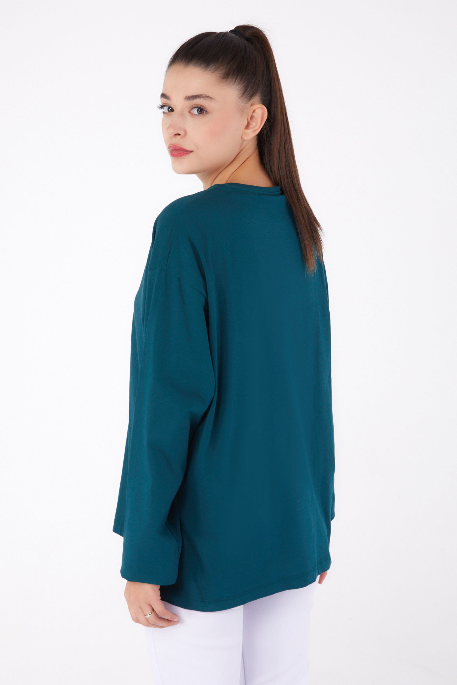Baskılı Sweat Zümrüt - 26264 - 4