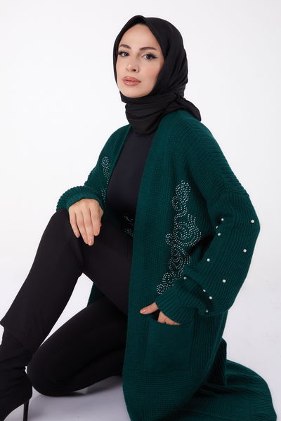İncili Triko Hırka Zumrut - 26453 