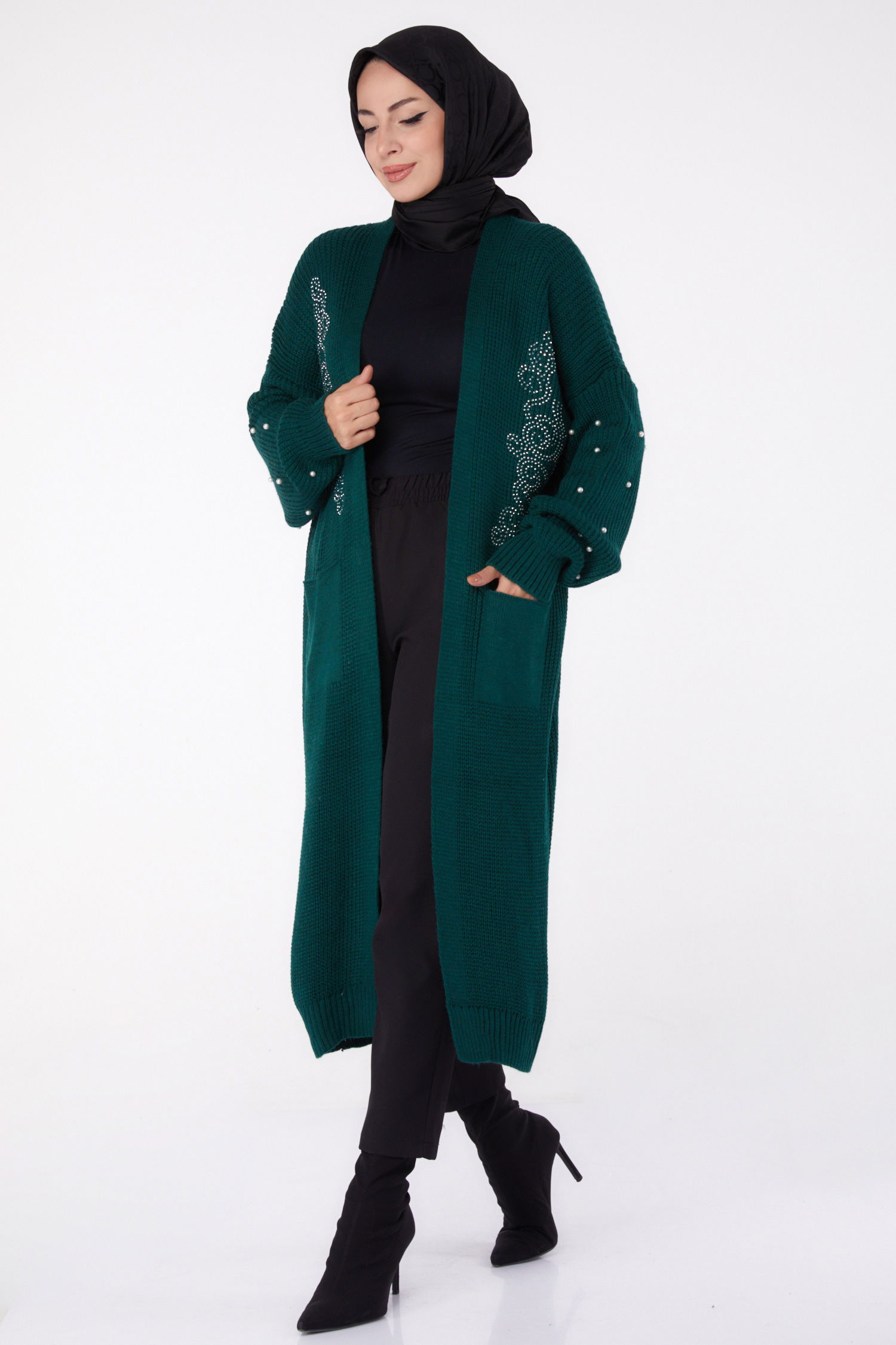 İncili Triko Hırka Zumrut - 26453 - 2