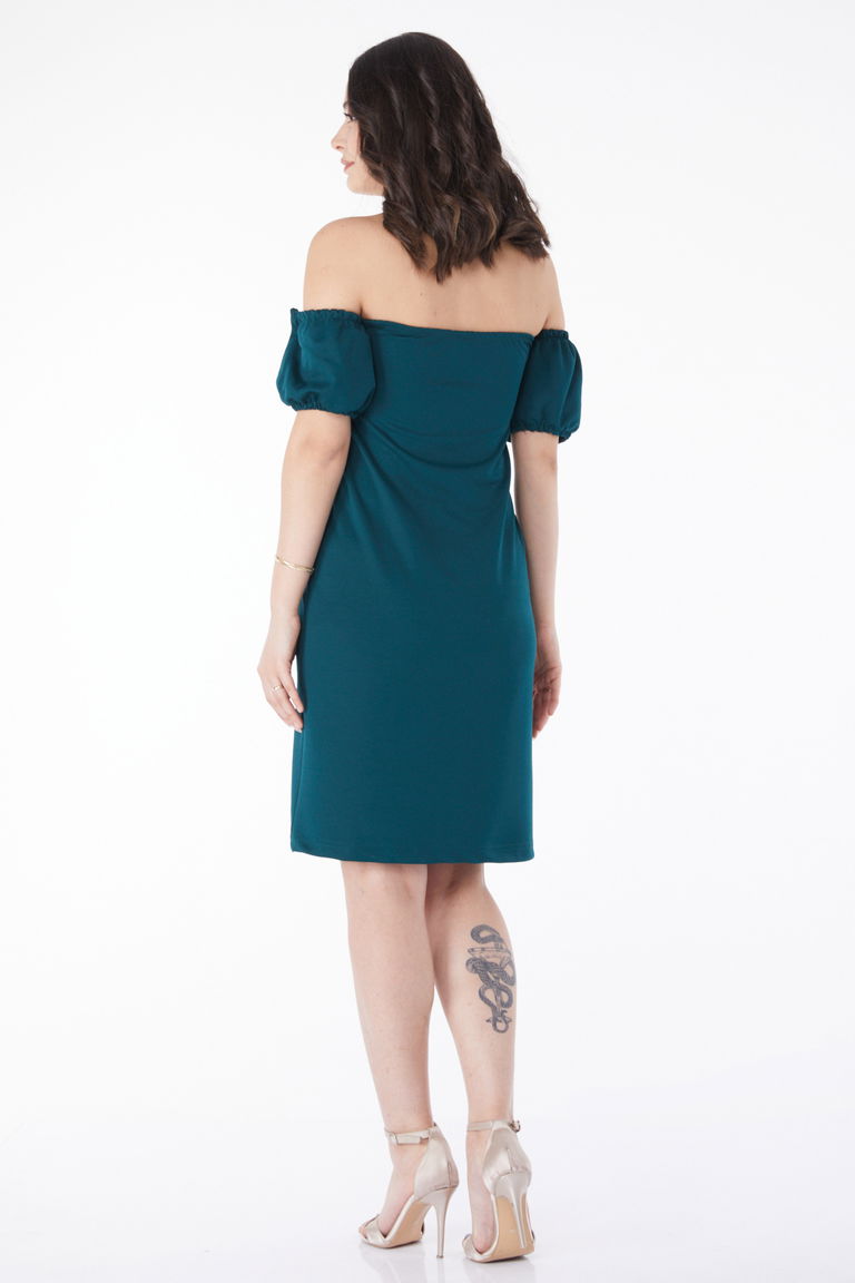 Düz Orta Kadın Zümrüt Prenses Kol Abiye Elbise - 13189 - TOFİSA