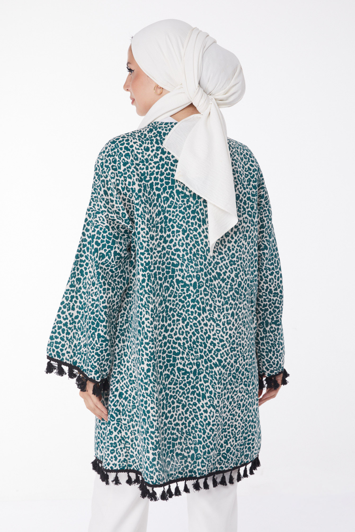 Püsküllü Kimono Zümrüt - 13213 - 14
