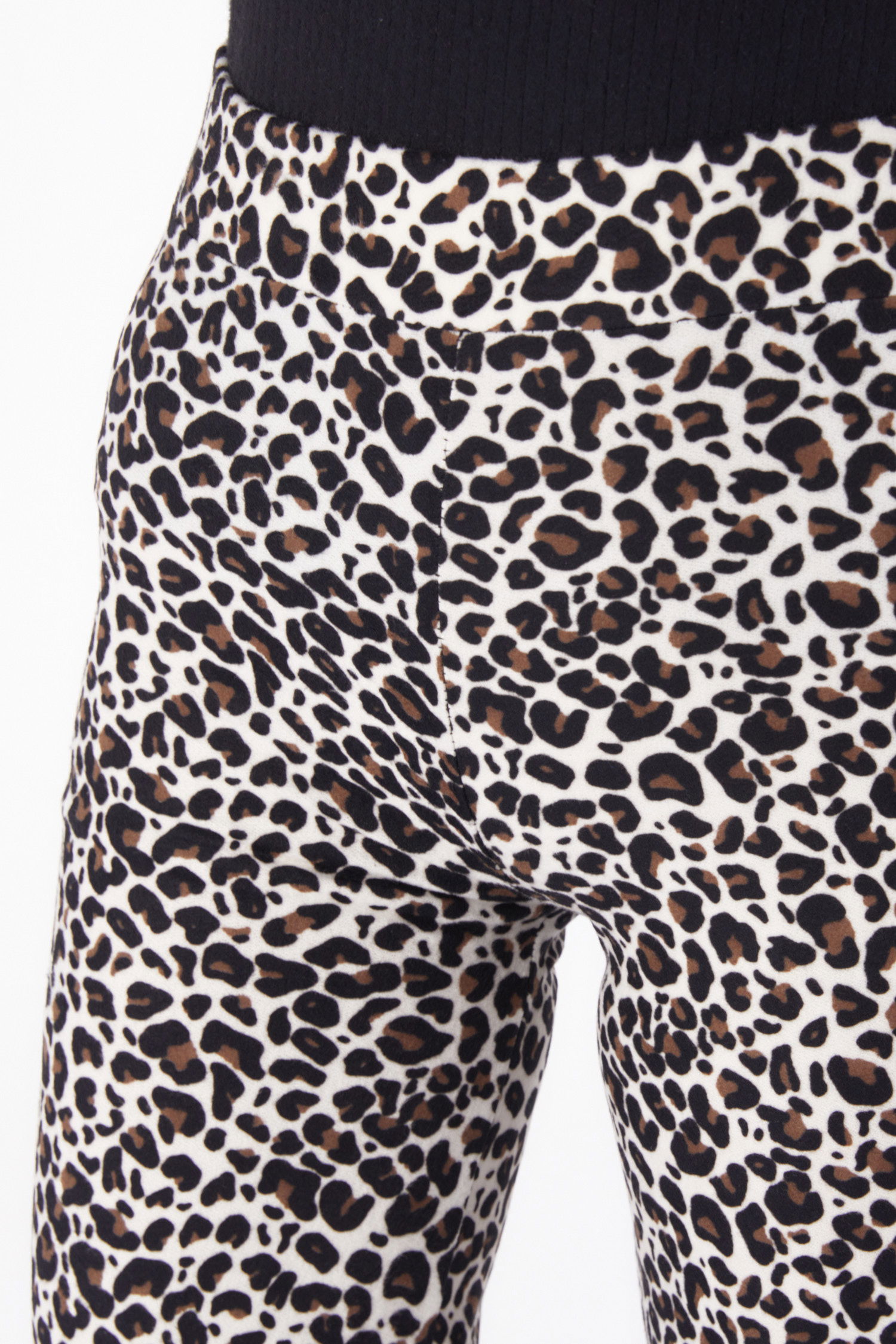 Düz V Yaka Kadın Kahve Leopar Desenli Pantolon - 26211 - 6