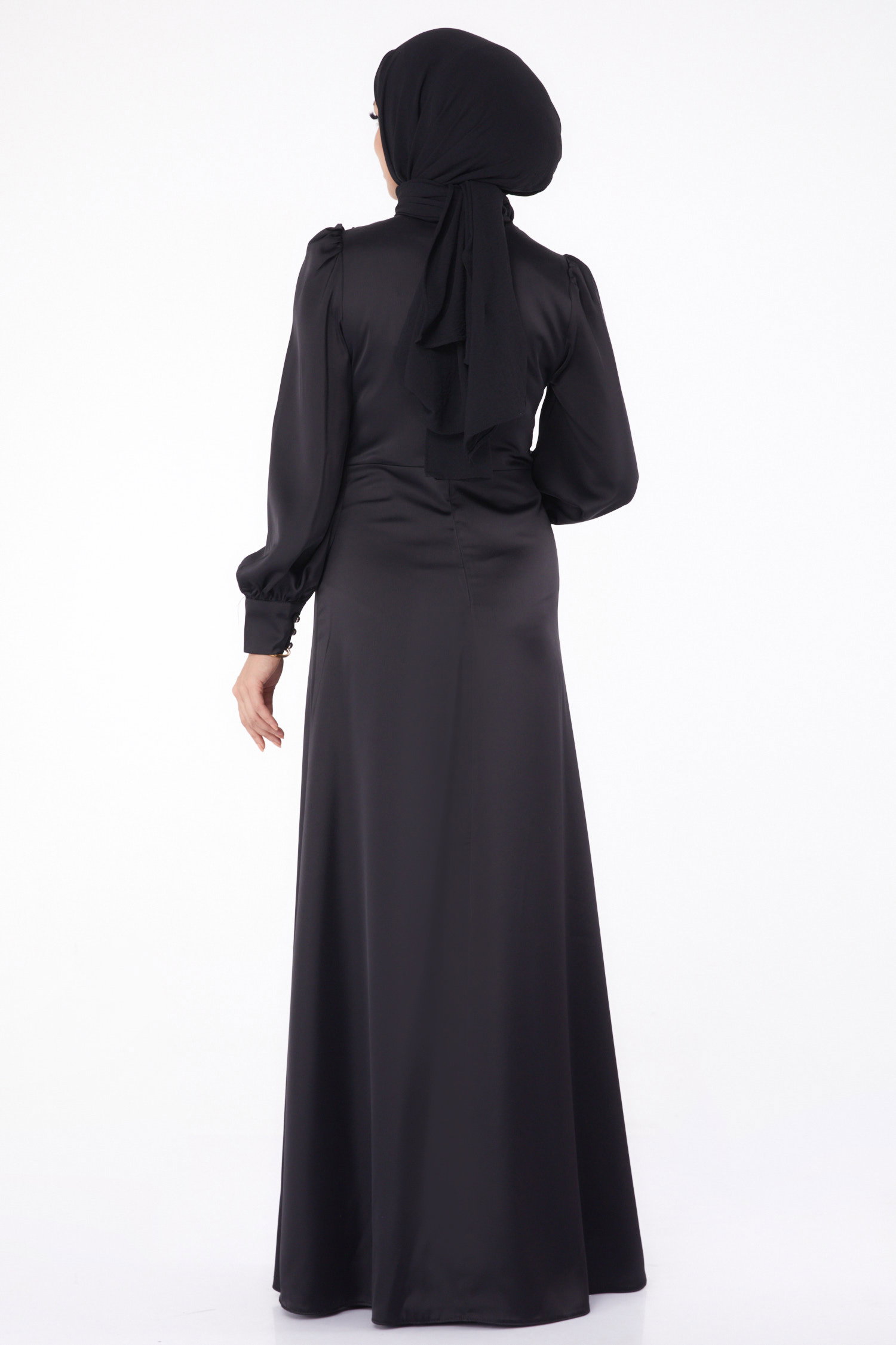 Taşlı Abiye Elbise Siyah - 26195 - 5