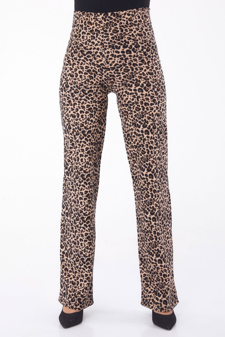 Leopar Desenli Pantolon Vizon - 26211 - TOFİSA
