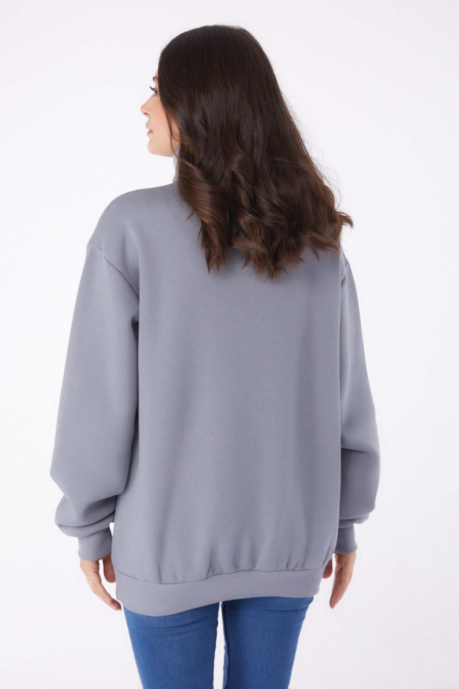 Nakışlı Sweatshirt Füme - 26050 - 5