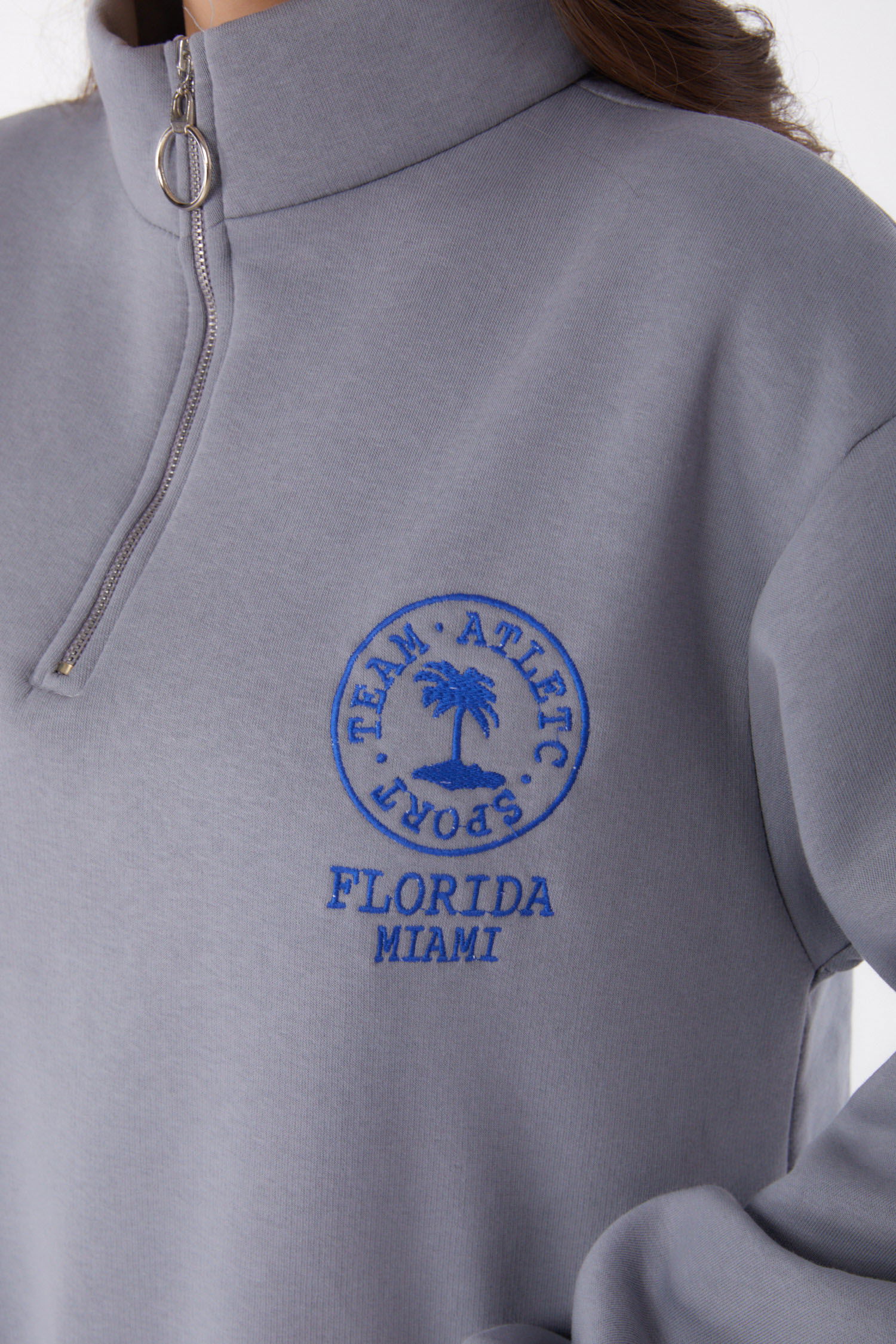 Nakışlı Sweatshirt Füme - 26050 - 6