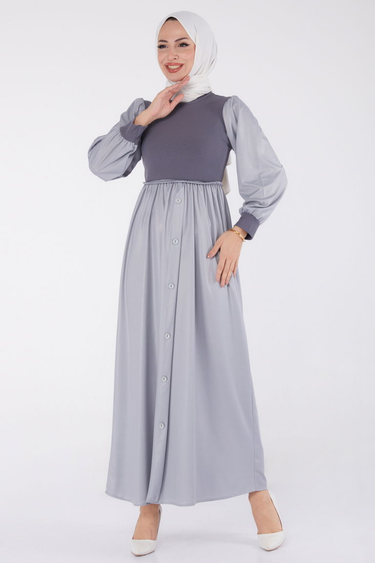Elbise Gri - 13336 - TOFİSA