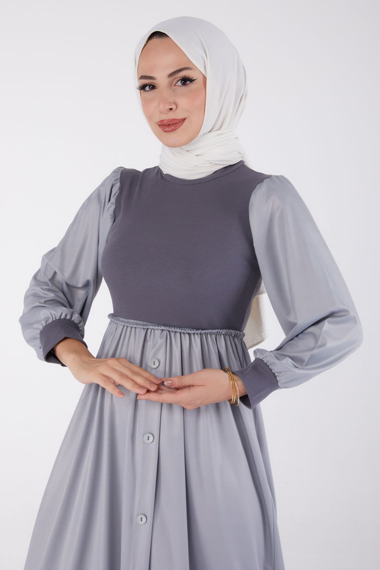 Elbise Gri - 13336 - TOFİSA