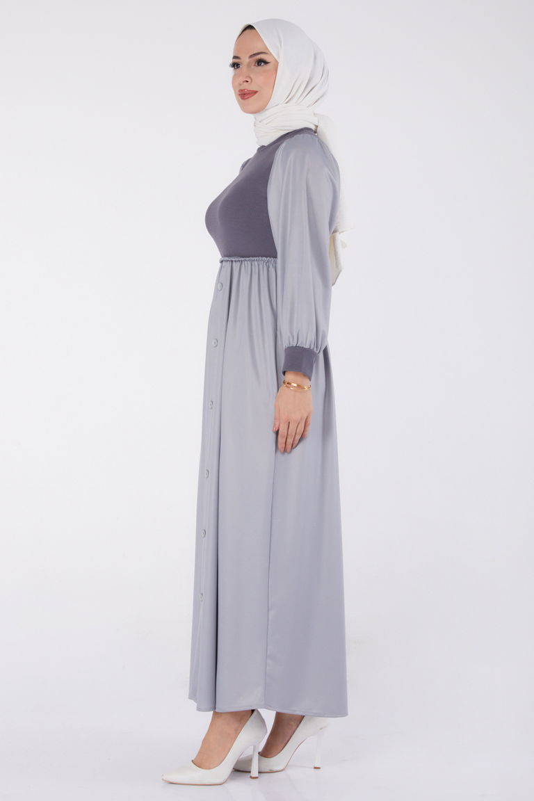Elbise Gri - 13336 - TOFİSA