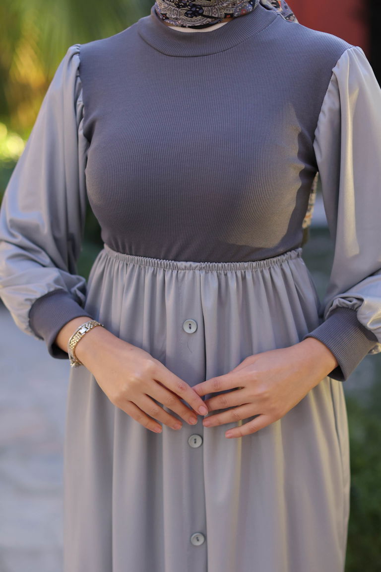 Elbise Gri - 13336 - TOFİSA