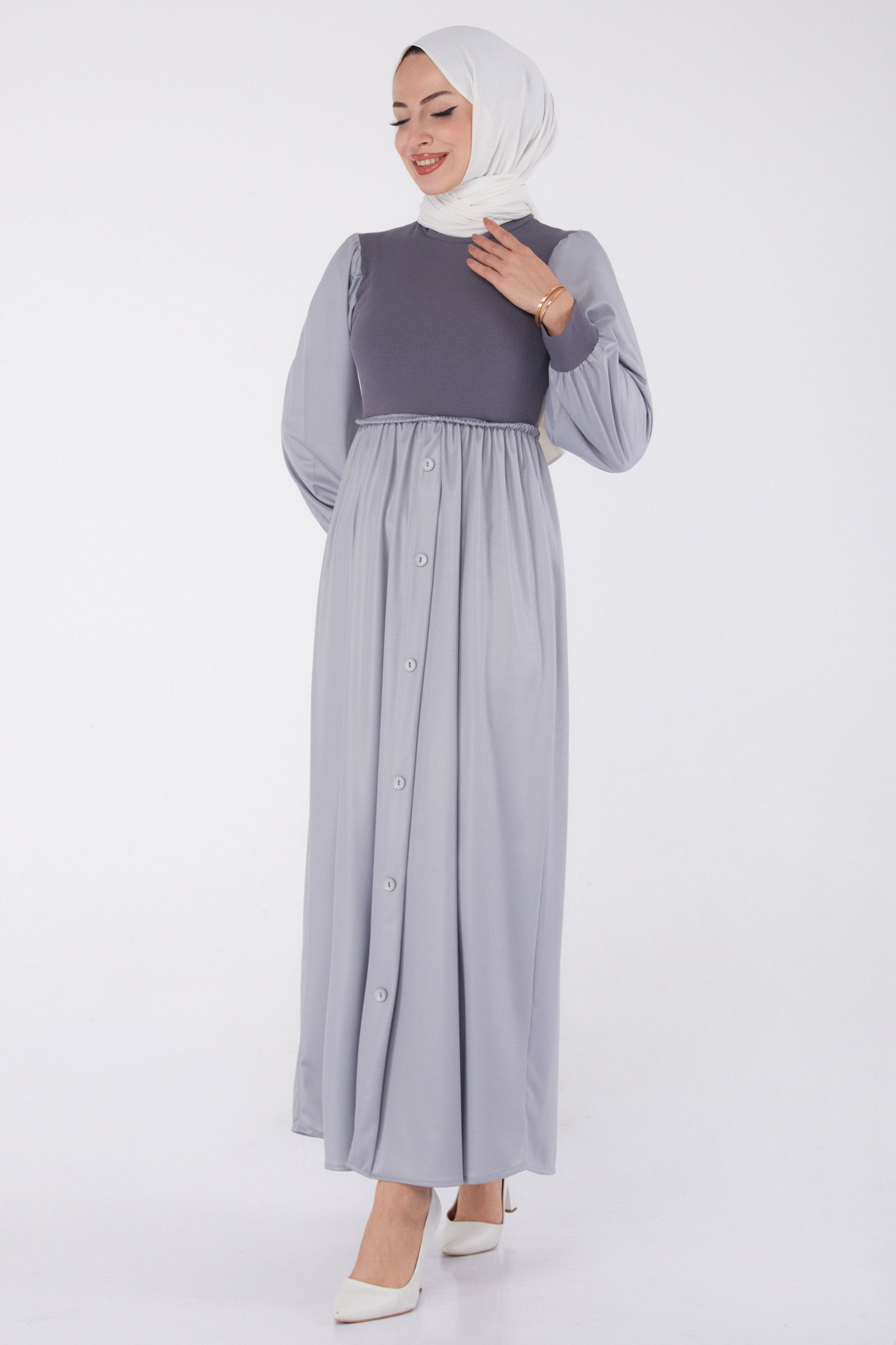 Elbise Gri - 13336 - 12