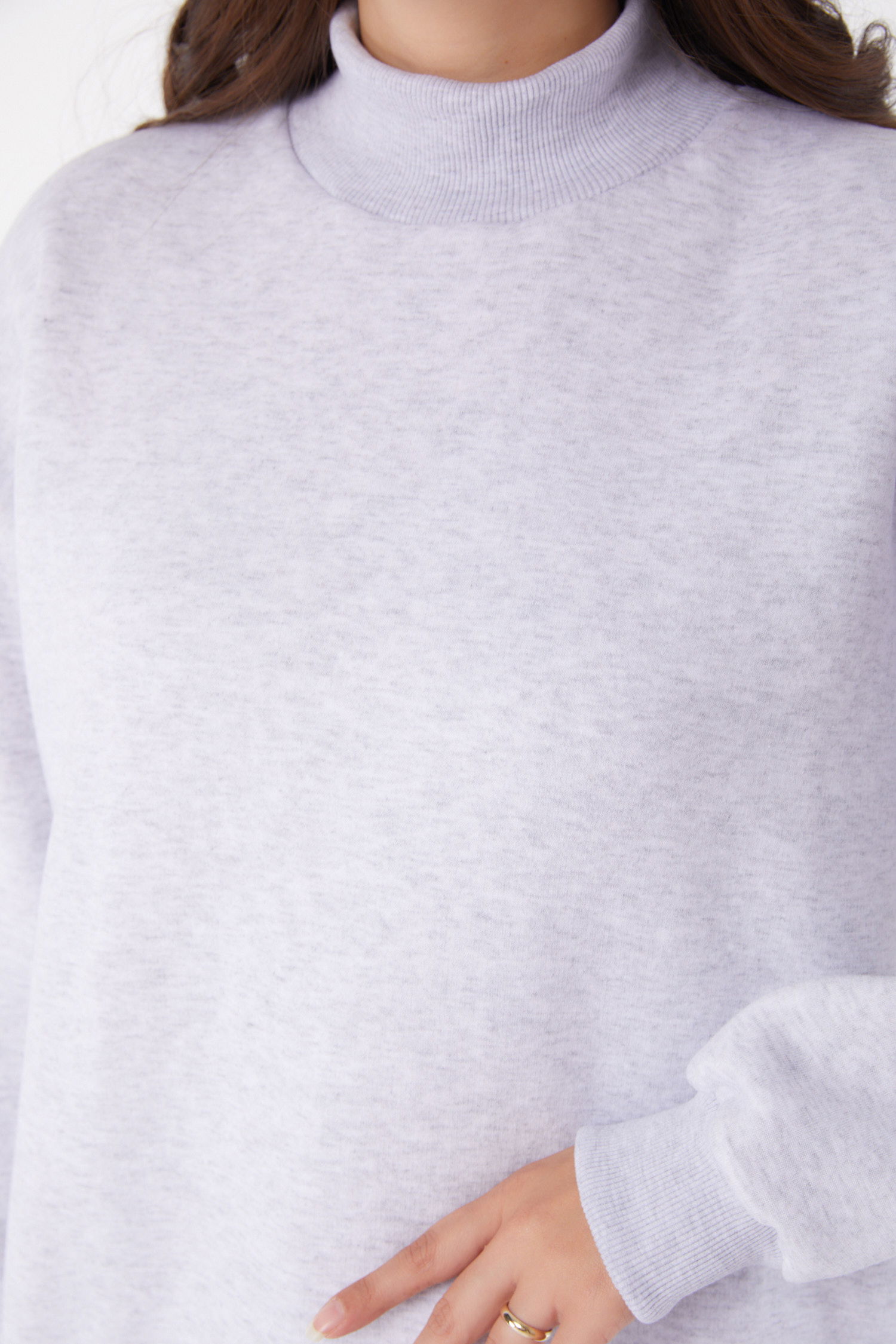Düz Yarım Balıkçı Yaka Kadın Gri Sweatshirt - 26047 - 5
