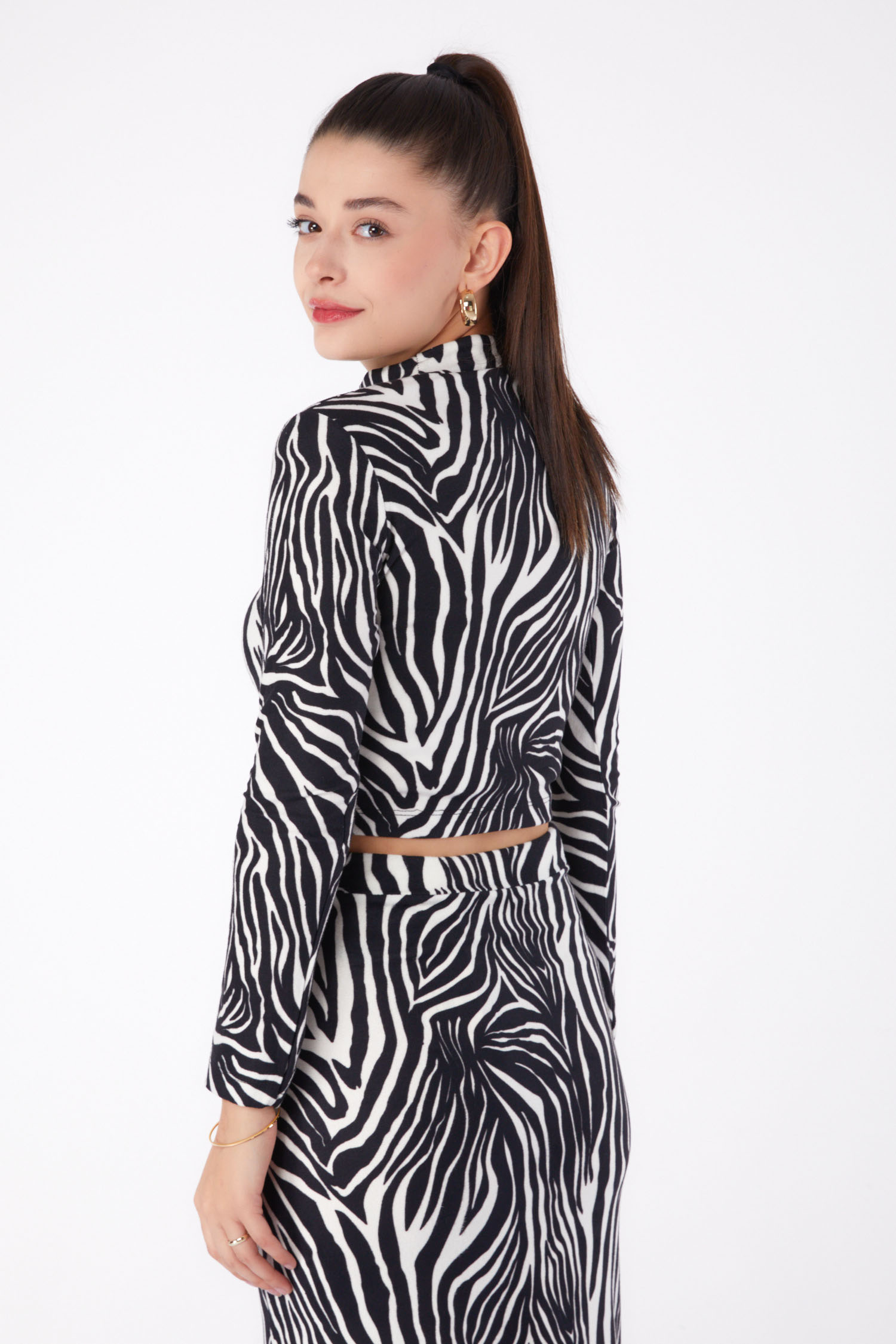 Desenli Crop Siyah - 26317 - 5