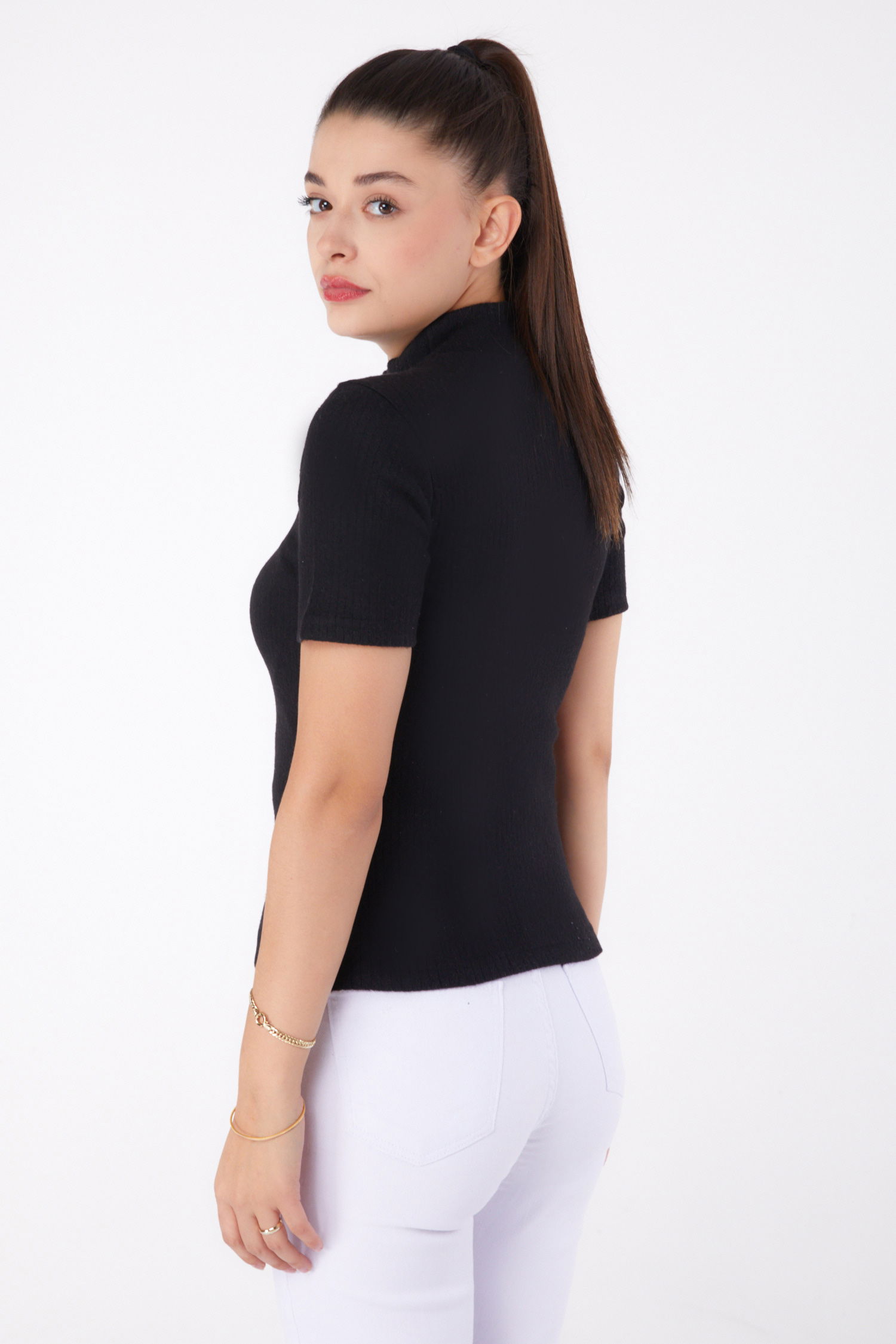 Kısa Kollu Bluz Siyah - 26315 - 5