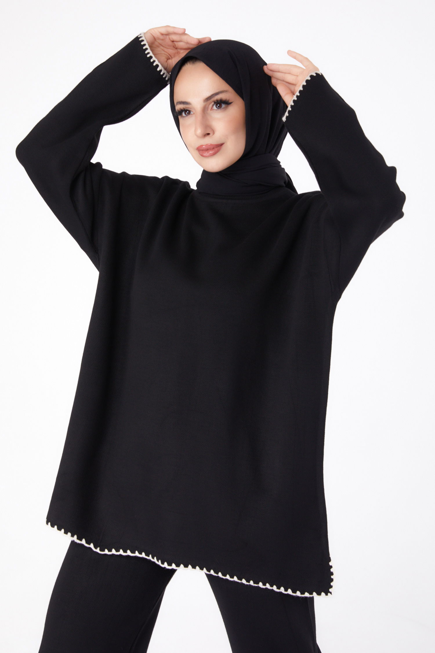 Nakışlı Triko Takım Siyah - 26298 - 3