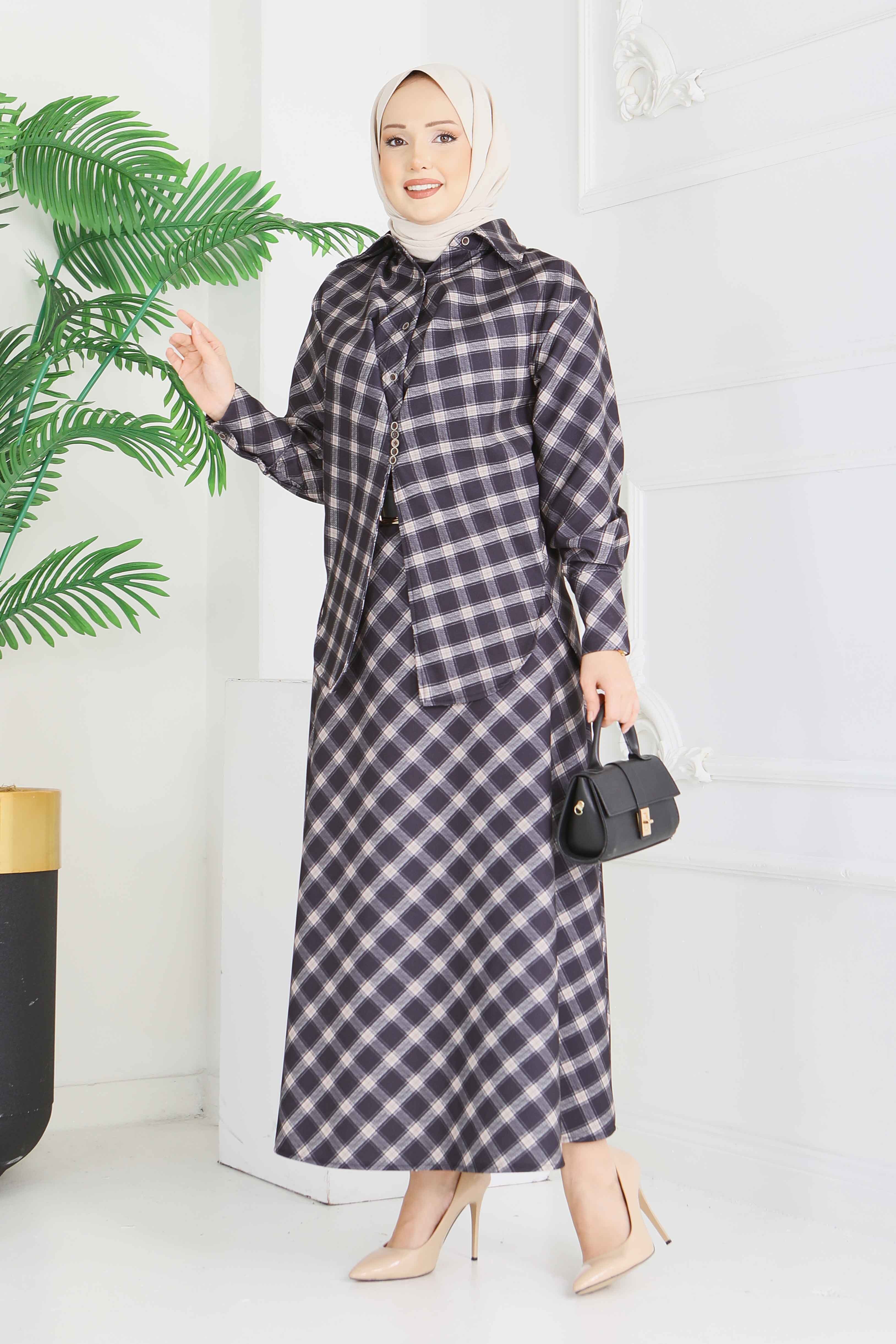 Ekoseli Etek Takım - 28286-SIYAH - 3