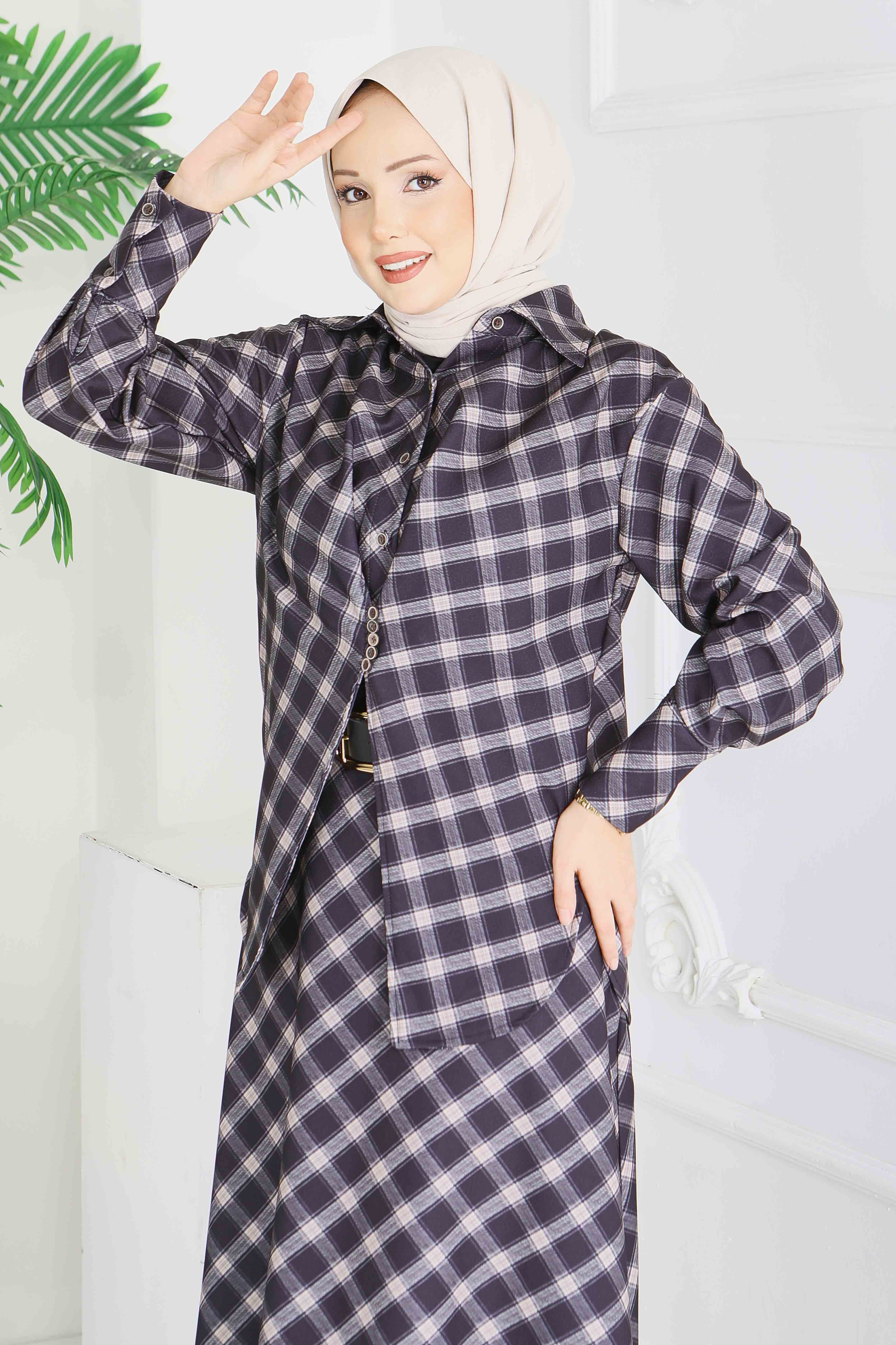 Ekoseli Etek Takım - 28286-SIYAH - 4