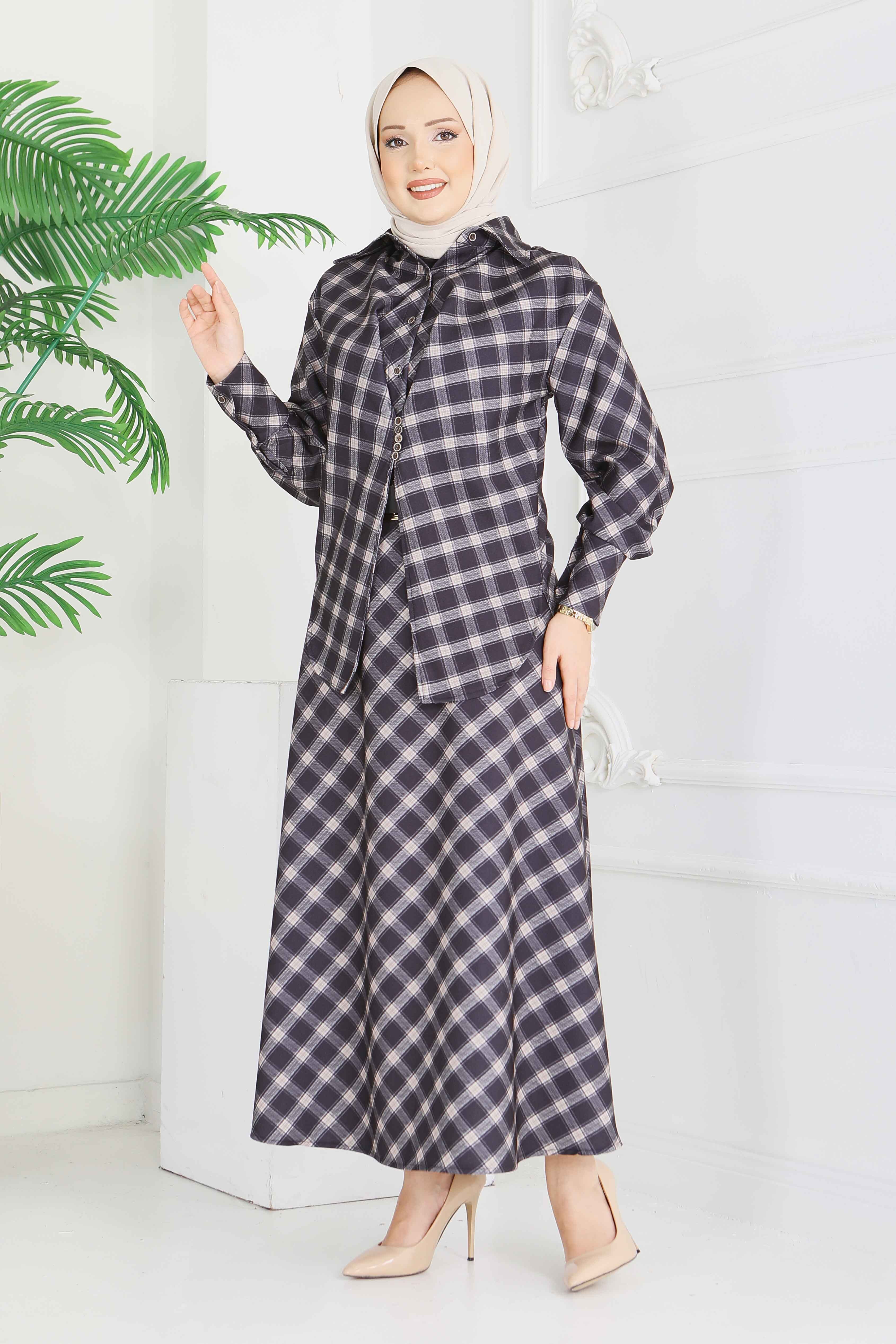 Ekoseli Etek Takım - 28286-SIYAH - 5