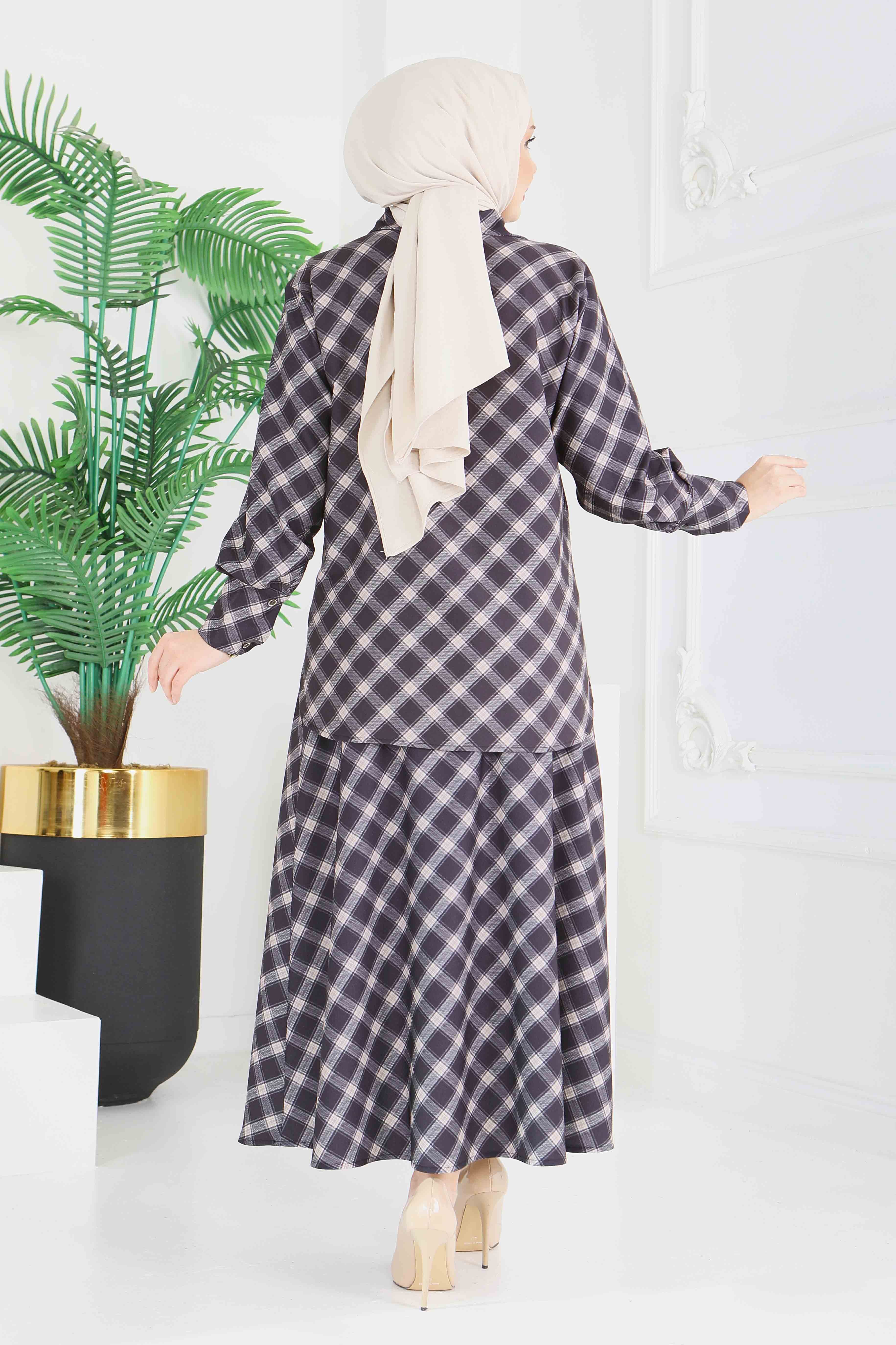 Ekoseli Etek Takım - 28286-SIYAH - 6