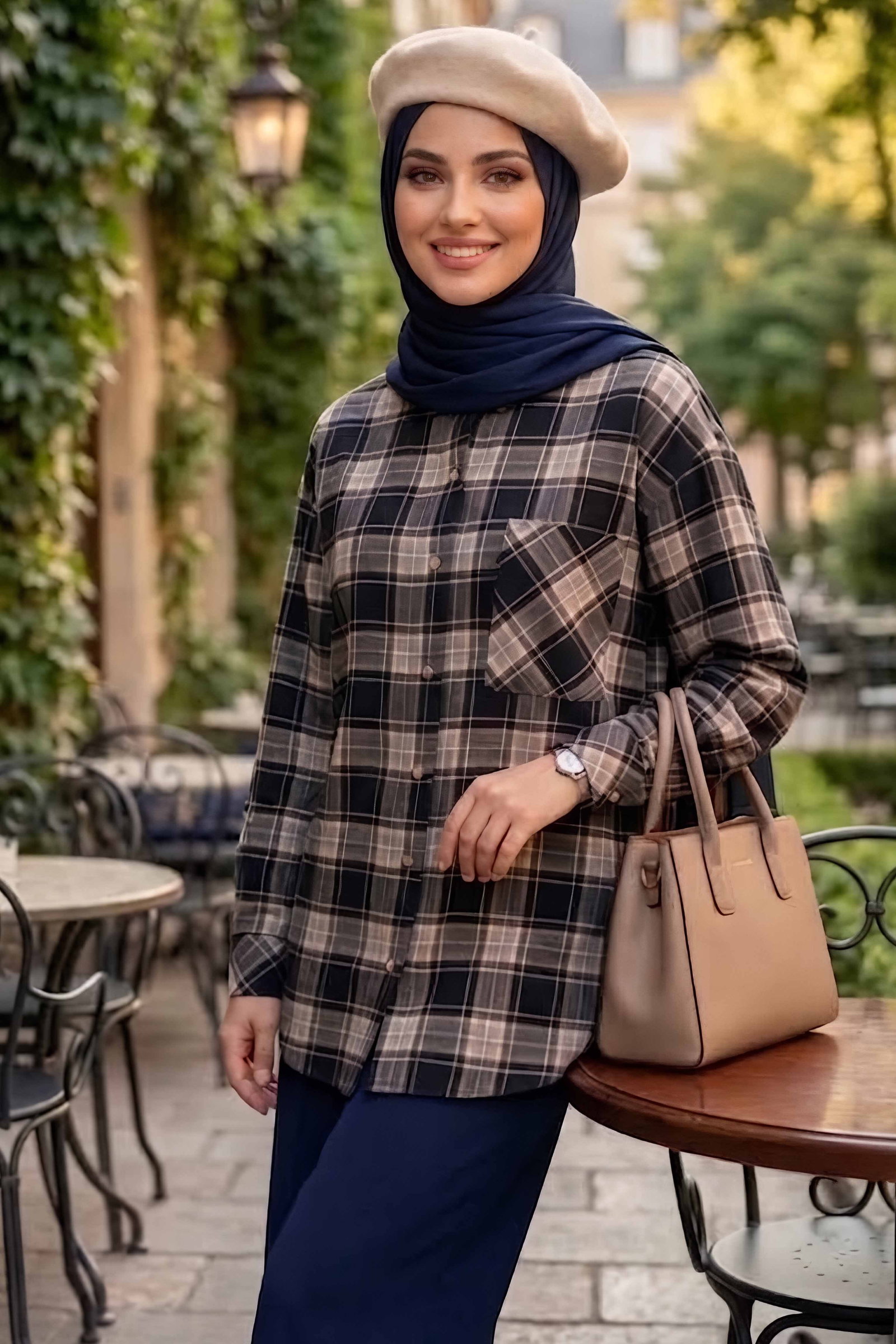 Ekoseli Oduncu Tek Cepli Gömlek Siyah - 28973-SIYAH - 2