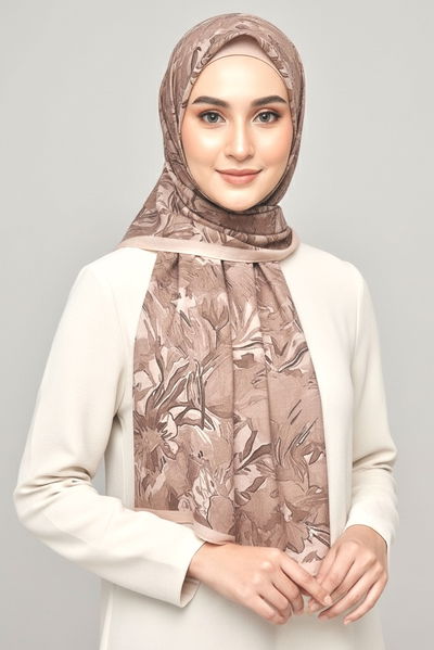 Elegance Flora Serisi Bambu Crash Şal - 28003-ACIK-KAHVE 