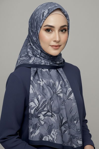 Elegance Flora Serisi Bambu Crash Şal - 28003-LACIVERT 