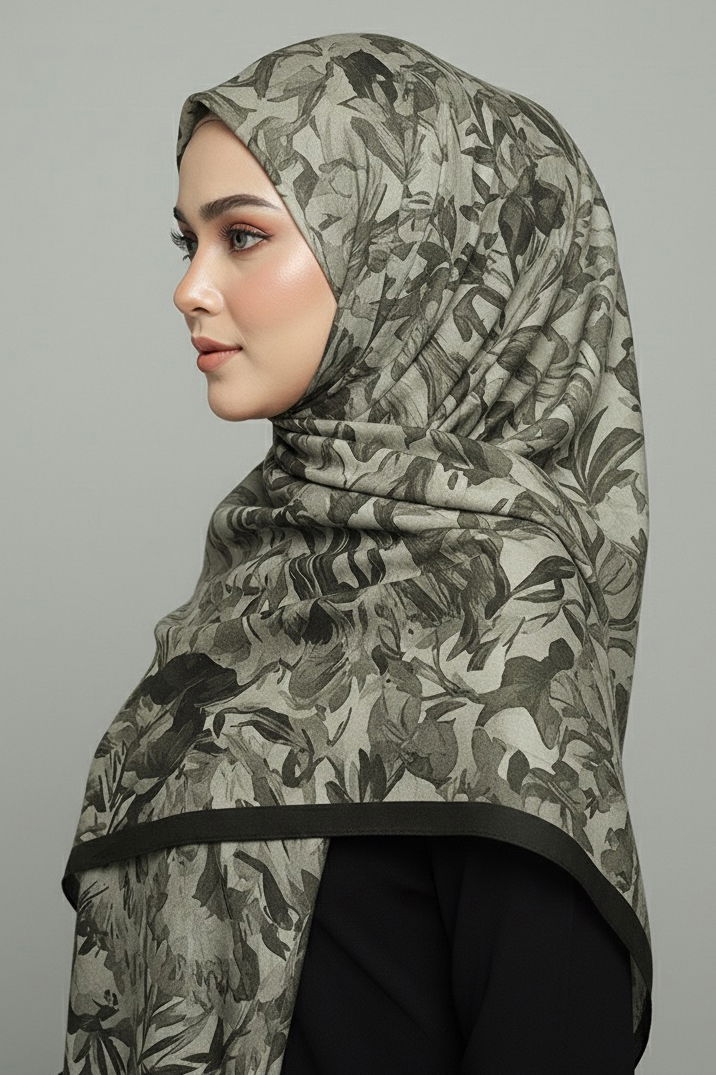 Elegance Flora Serisi Bambu Crash Şal - 28003-SIYAH - 2