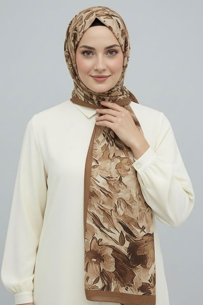 Elegance Flora Serisi Bambu Crash Şal - 28003-TABA 