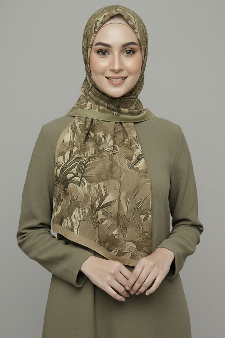 Elegance Flora Serisi Bambu Crash Şal - 28003-YAG-YESILI - TOFİSA