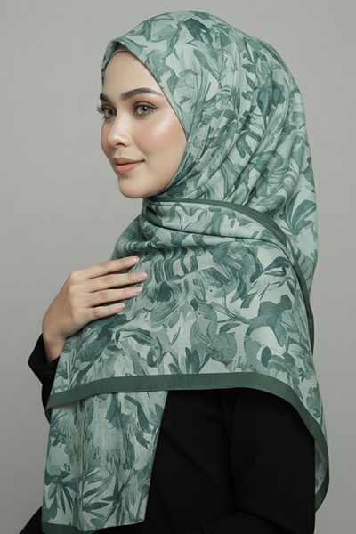 Elegance Flora Serisi Bambu Crash Şal - 28003-YESIL 