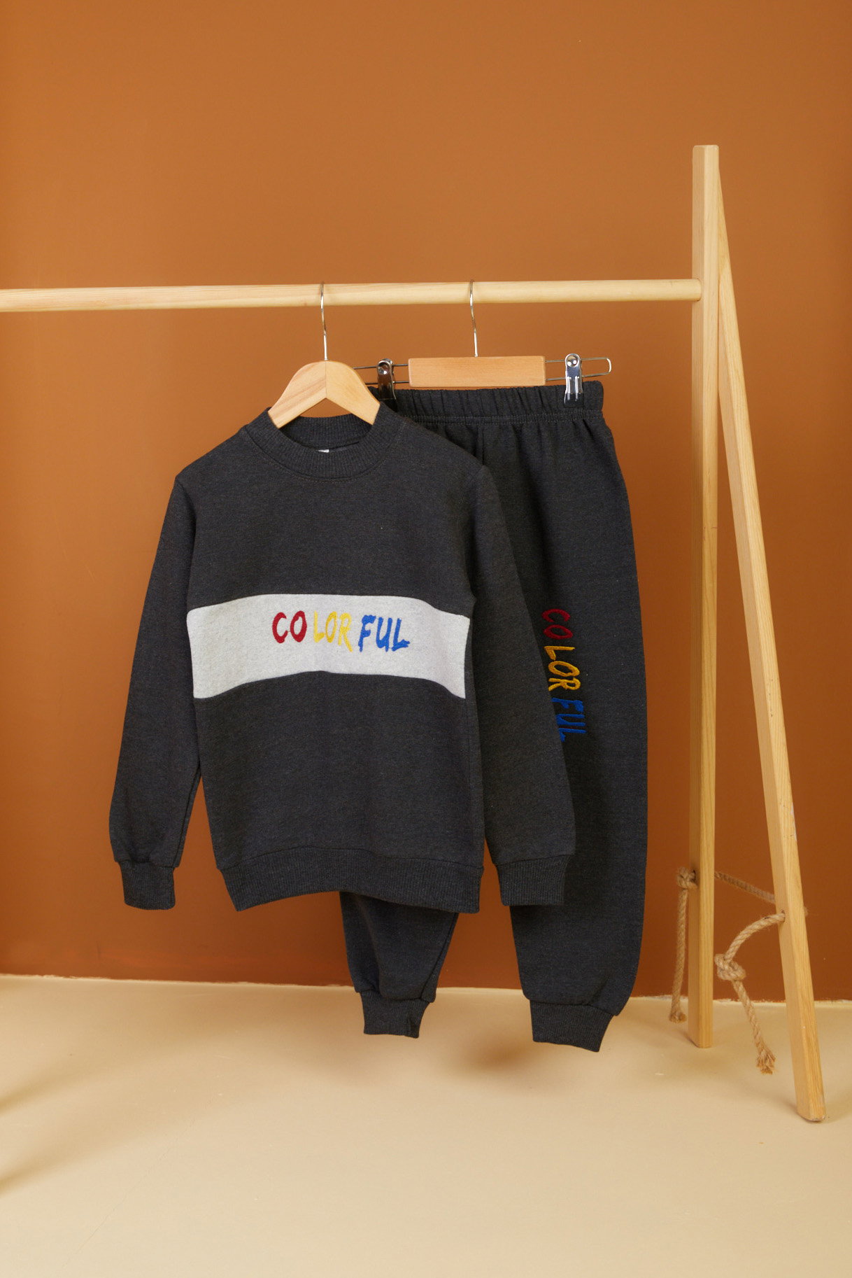 Erkek Çocuk Antrasit Baskılı Pijama Takımı - 26444 - 1