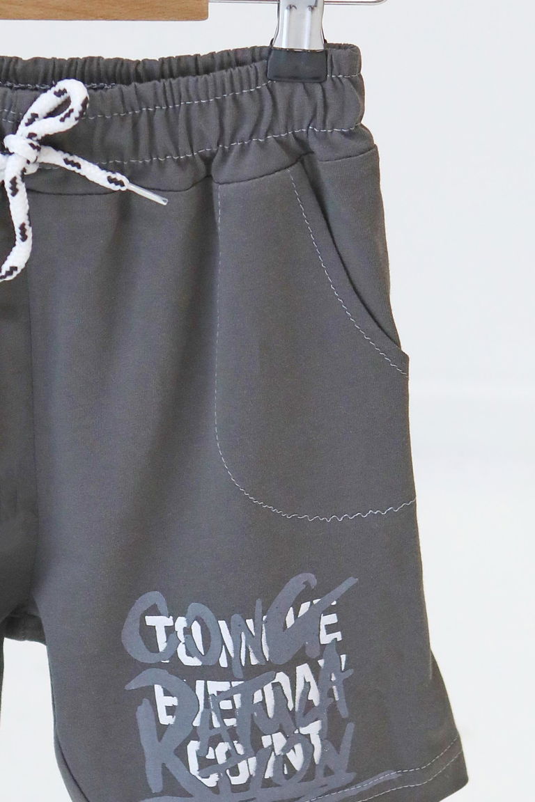 Erkek Çocuk Antrasit Baskılı Şort - 27330 - TOFİSA