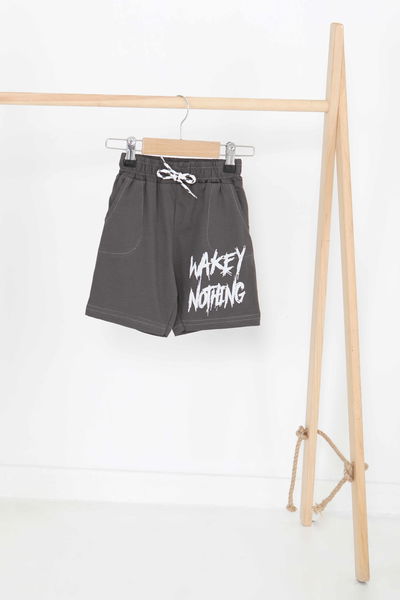 Erkek Çocuk Antrasit Baskılı Şort - 27338 