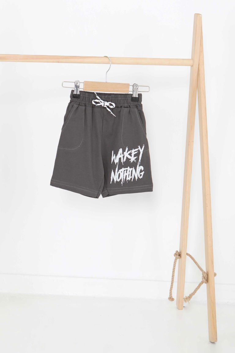 Erkek Çocuk Antrasit Baskılı Şort - 27338 - TOFİSA