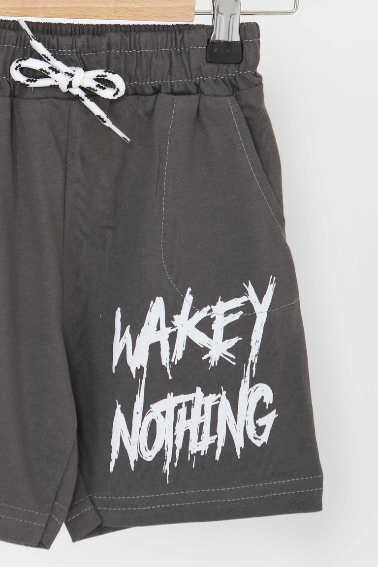 Erkek Çocuk Antrasit Baskılı Şort - 27338 - TOFİSA