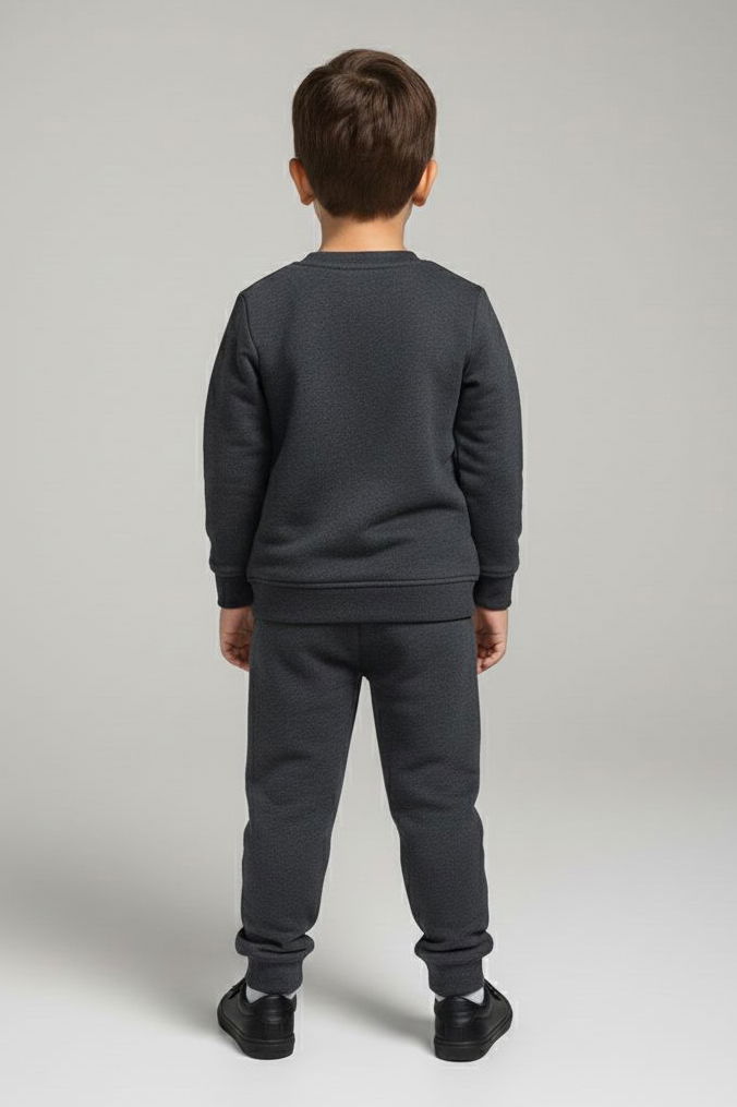 Erkek Çocuk Antrasit Nakışlı Şardonlu İki İplik Takım - 28150-ANTRASIT - TOFİSA