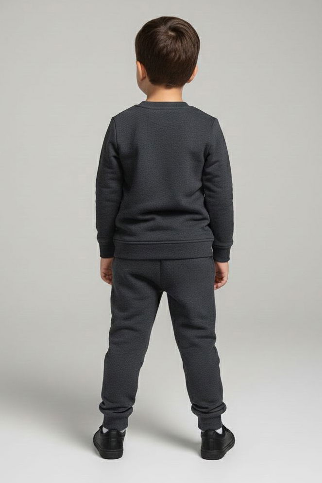 Erkek Çocuk Antrasit Nakışlı Şardonlu İki İplik Takım - 28152-ANTRASIT - 2