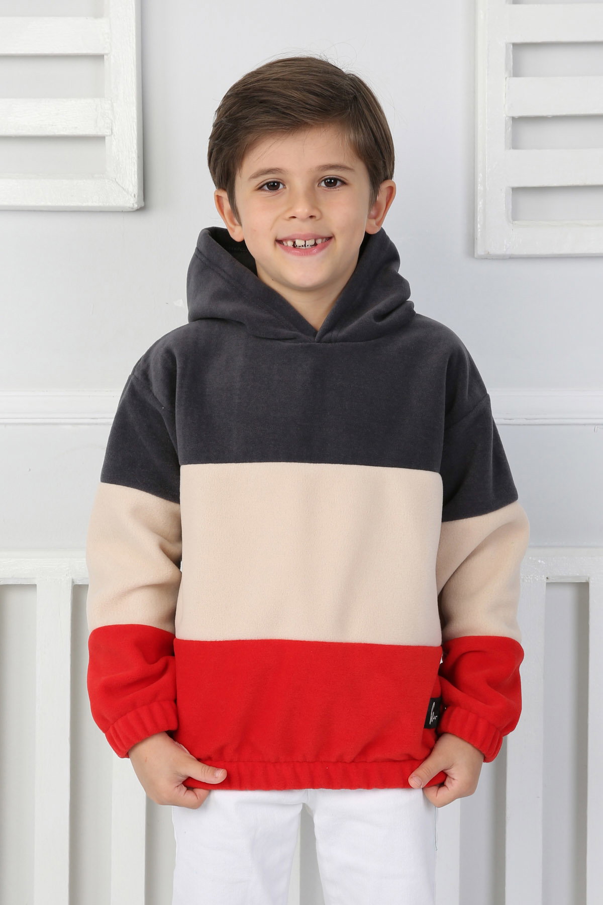 Erkek Çocuk Antrasit Renkli Çocuk Polar Sweat - 26725 - 1