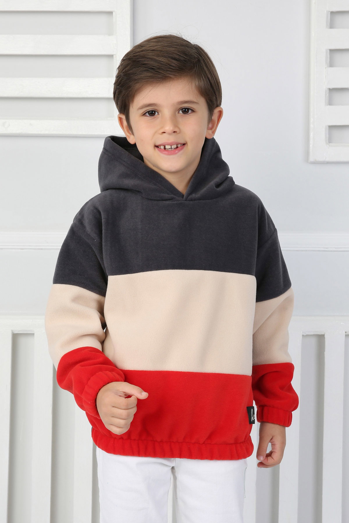 Erkek Çocuk Antrasit Renkli Çocuk Polar Sweat - 26725 - 2