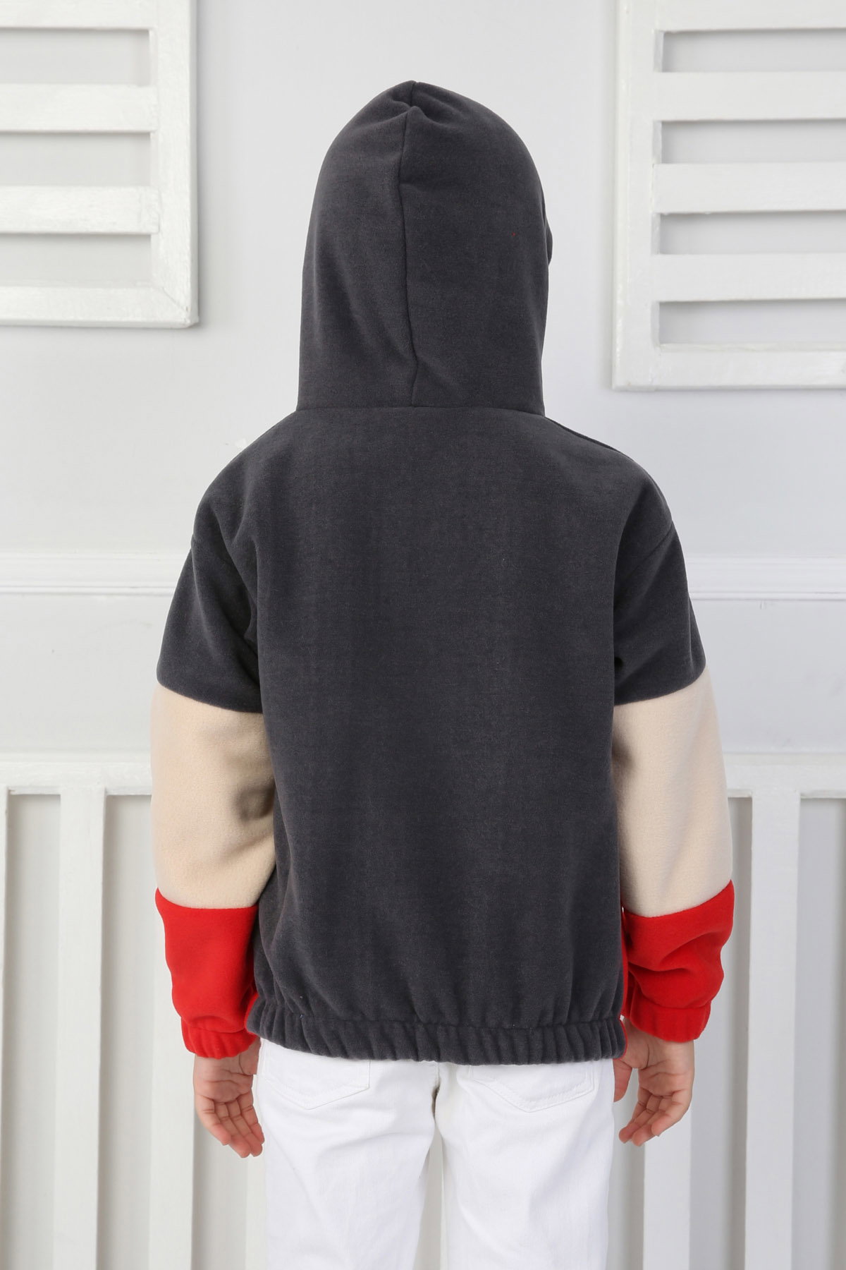 Erkek Çocuk Antrasit Renkli Çocuk Polar Sweat - 26725 - 4