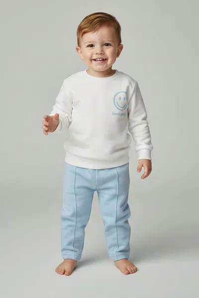 Erkek Çocuk Bebe Mavi Baskılı Şardonlu Pijama Takımı - 28131-BEBE-MAVI 