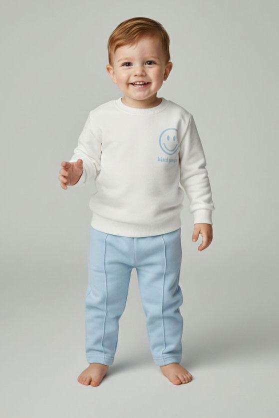 Erkek Çocuk Bebe Mavi Baskılı Şardonlu Pijama Takımı - 28131-BEBE-MAVI - TOFİSA