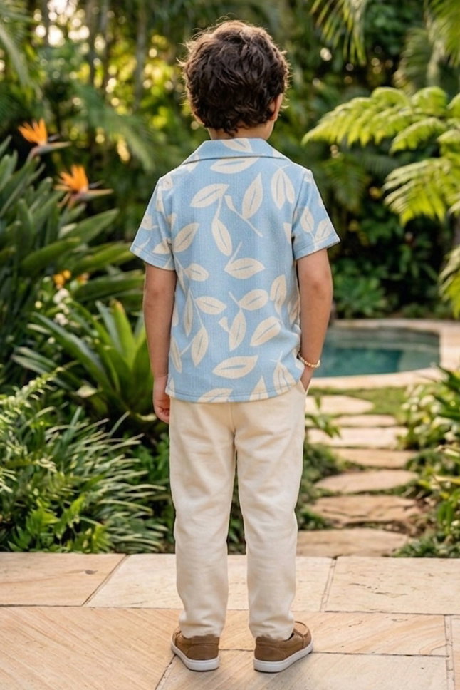 Erkek Çocuk Bebe Mavi Desenli Bürümcük İkili Takım - 28400-BEBE-MAVI - 3