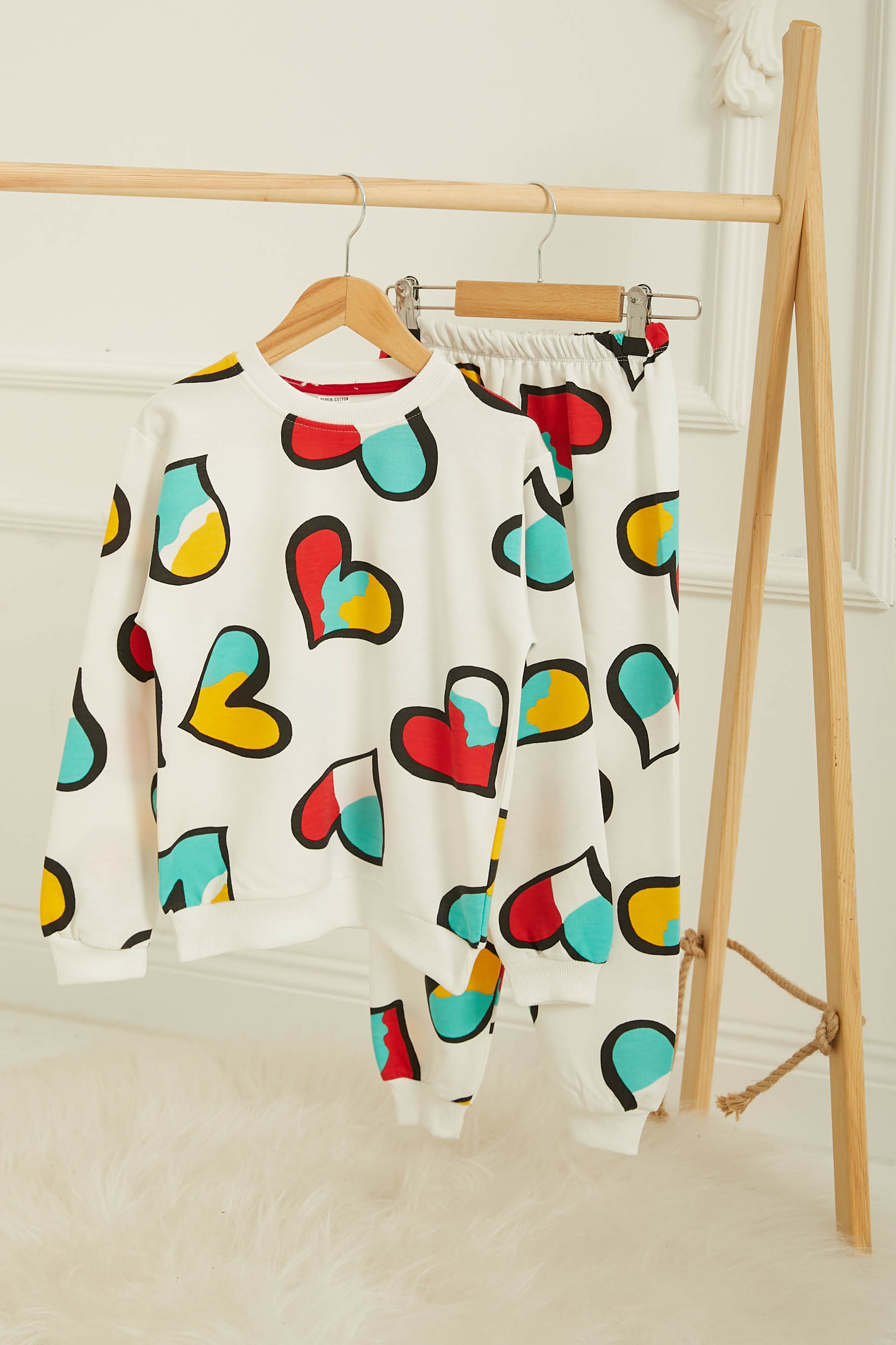 Erkek Çocuk Beyaz Baskılı Pijama Takımı - 26804 - 3