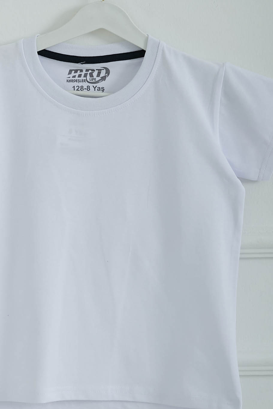 Erkek Çocuk Beyaz Bisiklet Yaka Basic Kısa Kollu T-Shirt - 26845 - 2
