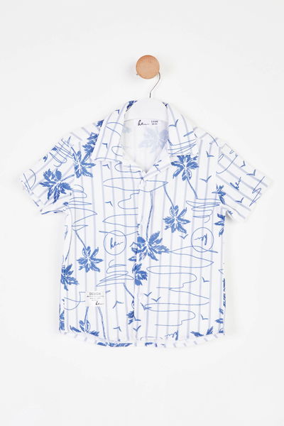 Erkek Çocuk Beyaz Desenli Gömlek - 25779 