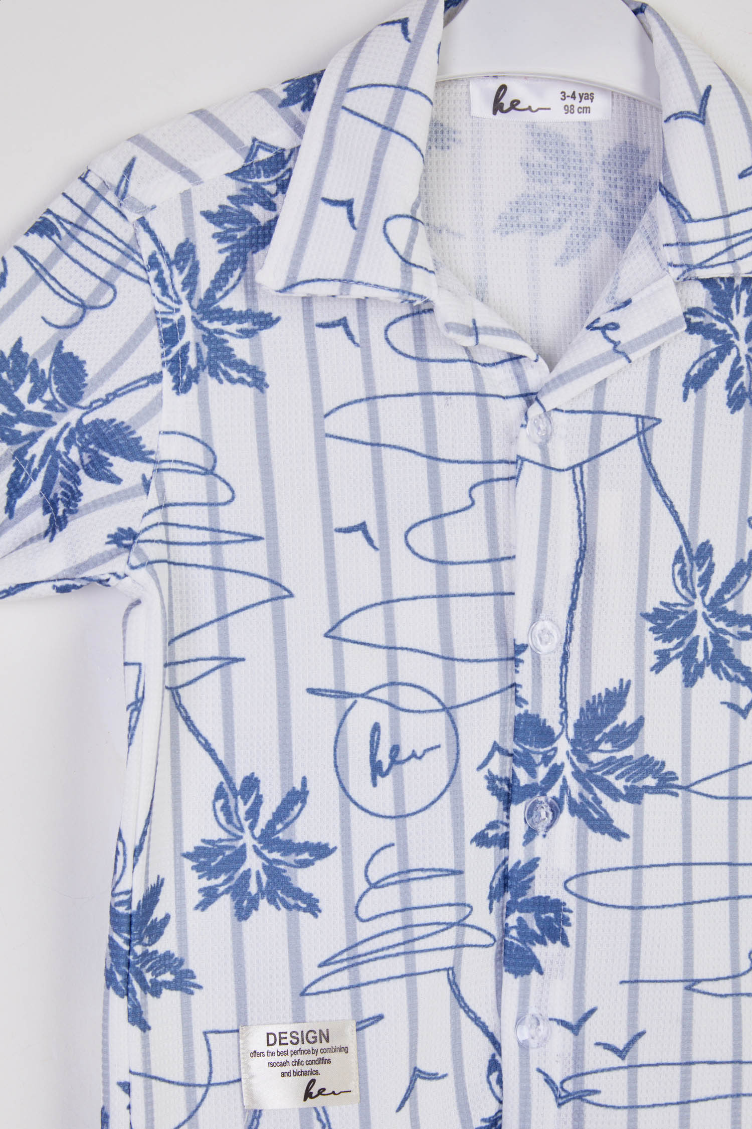 Erkek Çocuk Beyaz Desenli Gömlek - 25779 - 2
