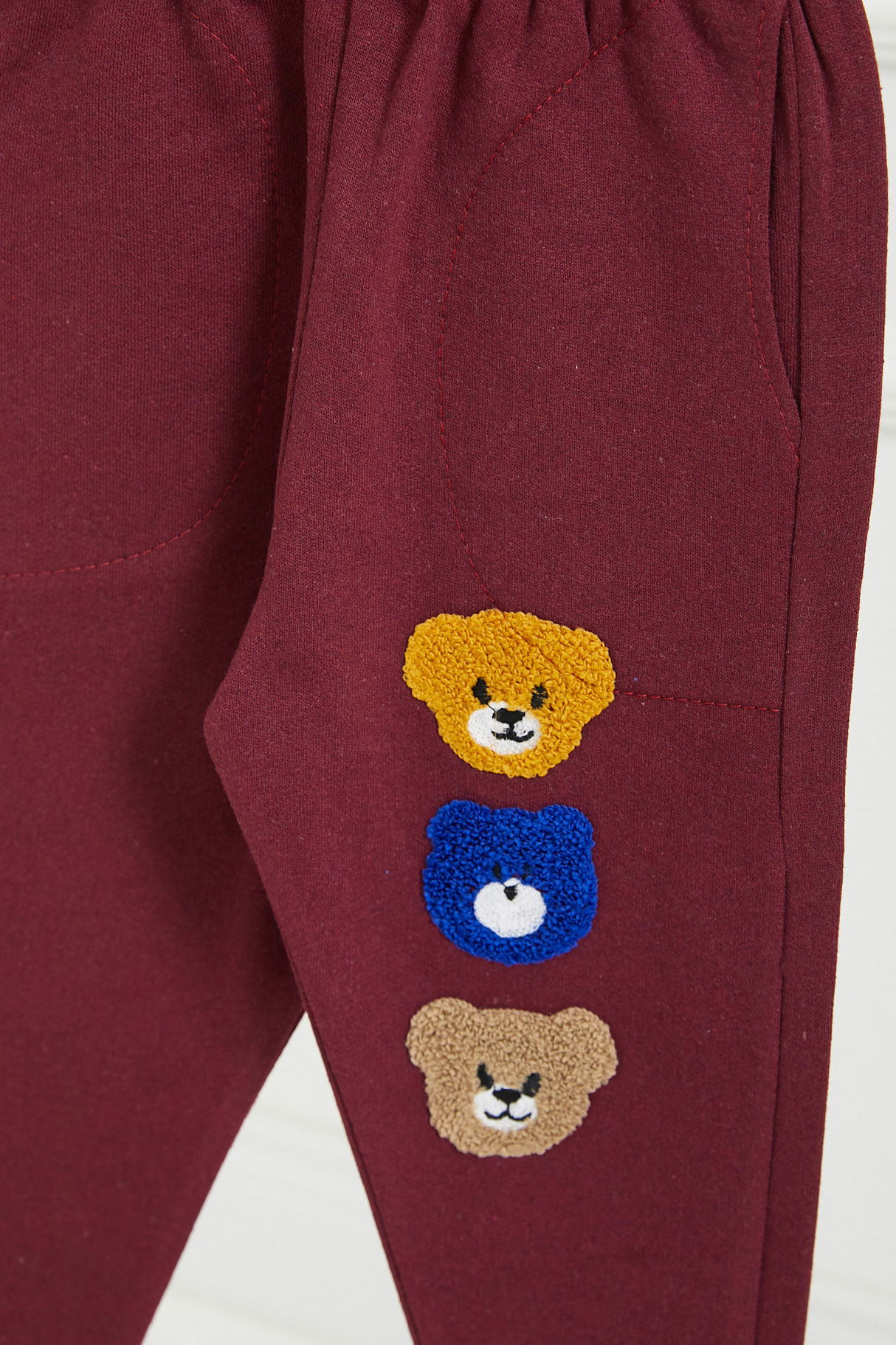 Erkek Çocuk Bordo Ayıcıklı Eşofman Altı - 26670 - 2